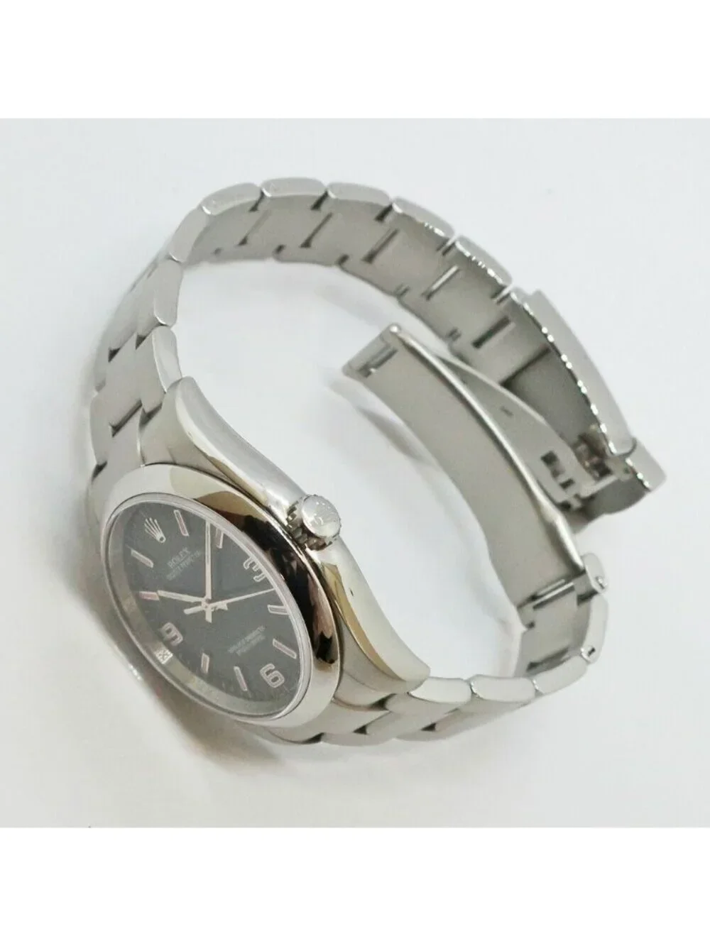 Rolex Oyster Perpetual 36 Black Pink SS Watch